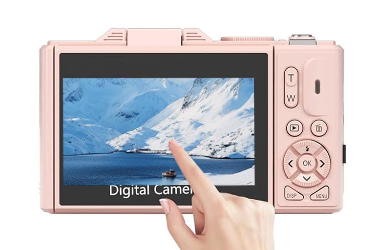 5K Digital Camera with 180-degree Flip Screen Vlogging Camera for YouTube -Pink - Image 2