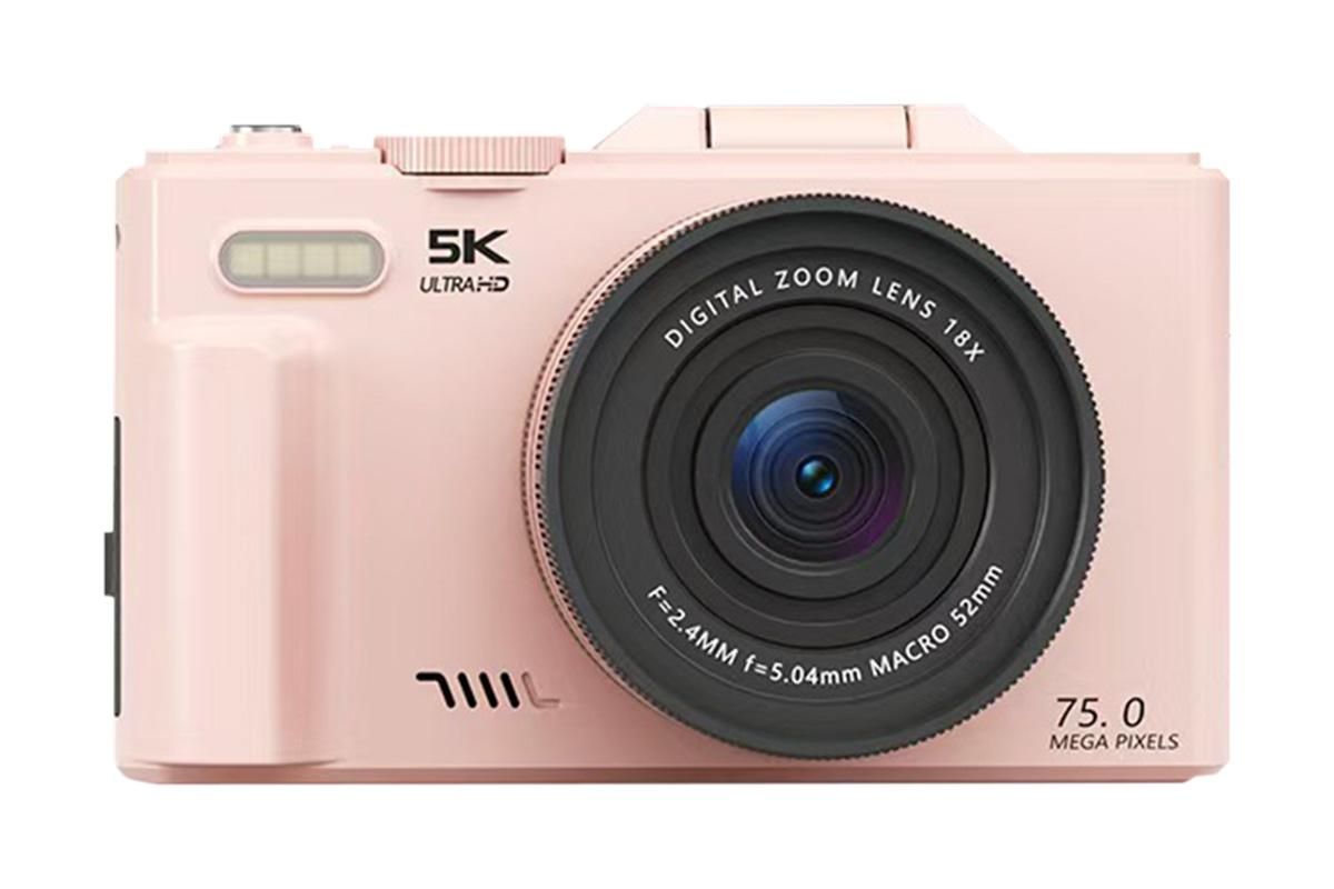 5K Digital Camera with 180-degree Flip Screen Vlogging Camera for YouTube -Pink - Image 6