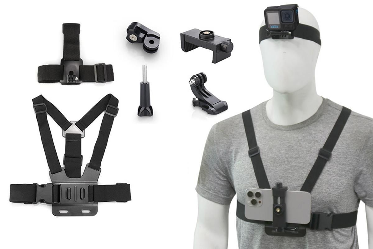 6-Piece Head Strap and Chest Harness Mount Kit for Phone Action Camera - Image 3