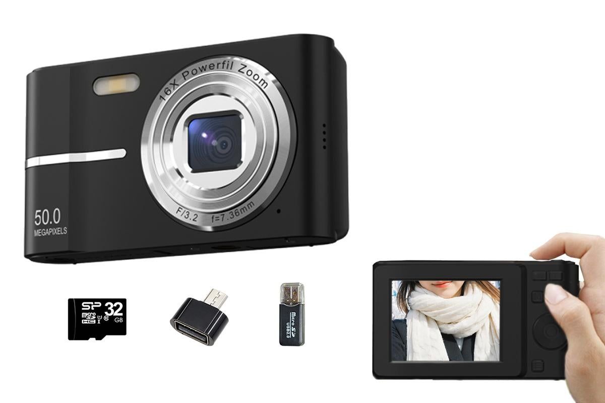 Digital Camera 4K Screen Video Camera With 32GB Memory Card-Black - Image 1