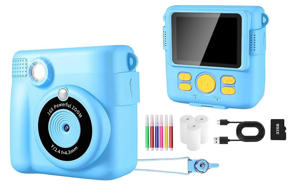 Instant Print Camera for Kids Zero Ink Print Photo Camera with 32G TF Card-Purple - Image 6