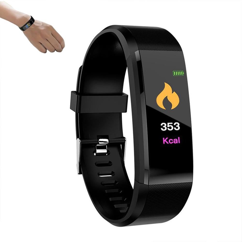 Bluetooth Smart Fitness Tracker Band Heart Rate Monitor Armband-Black - Image 1