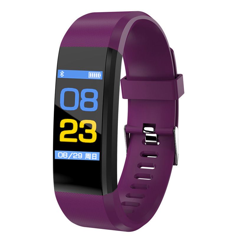 Bluetooth Smart Fitness Tracker Band Heart Rate Monitor Armband-Purple - Image 1
