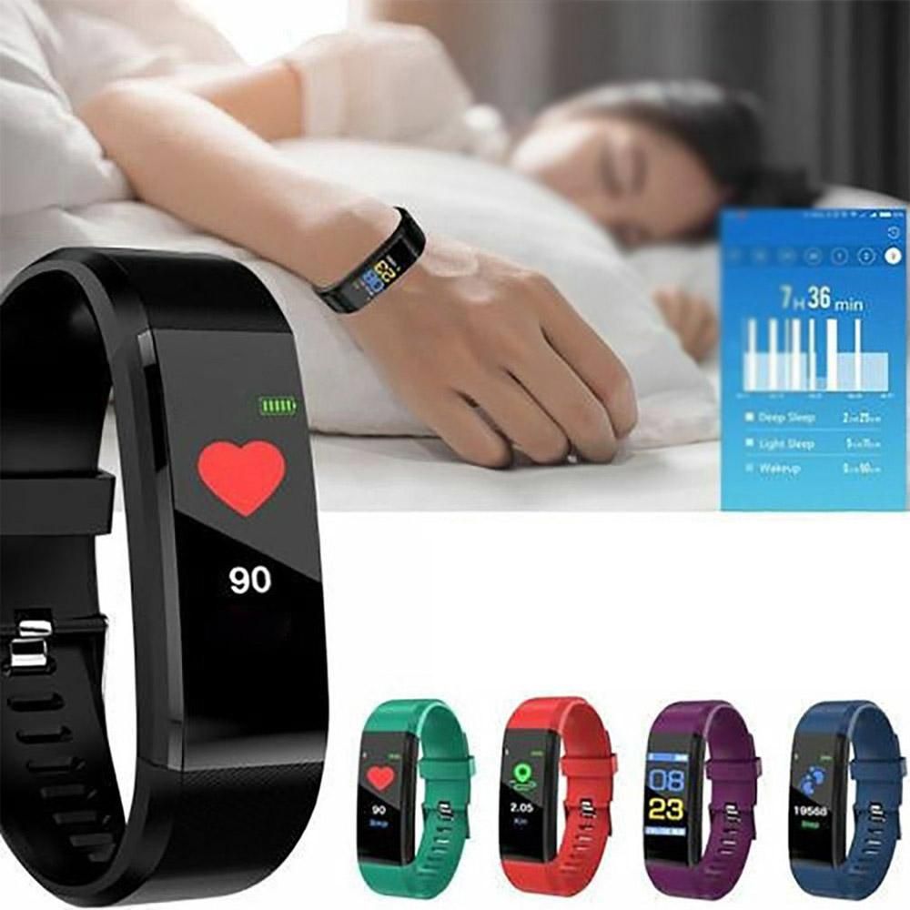 Bluetooth Smart Fitness Tracker Band Heart Rate Monitor Armband-Purple - Image 2