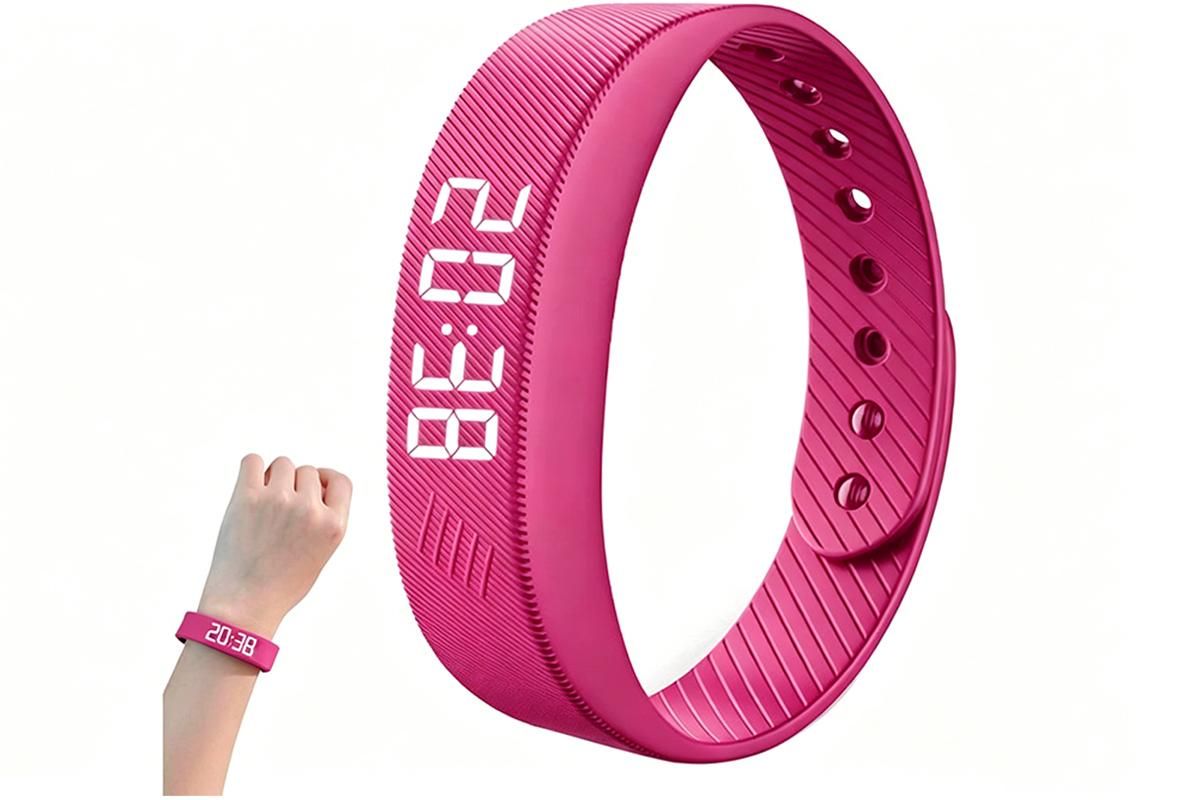 Digital Sports Watch Pedometer Vibrating Alarm Wristband - Pink - Image 1
