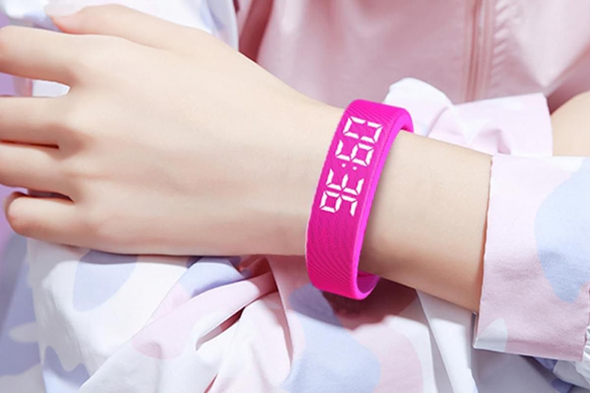 Digital Sports Watch Pedometer Vibrating Alarm Wristband - Pink - Image 4