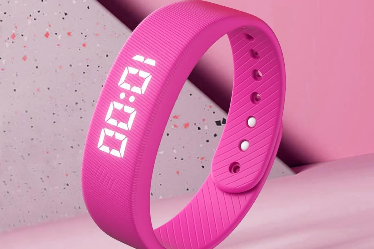 Digital Sports Watch Pedometer Vibrating Alarm Wristband - Pink - Image 7