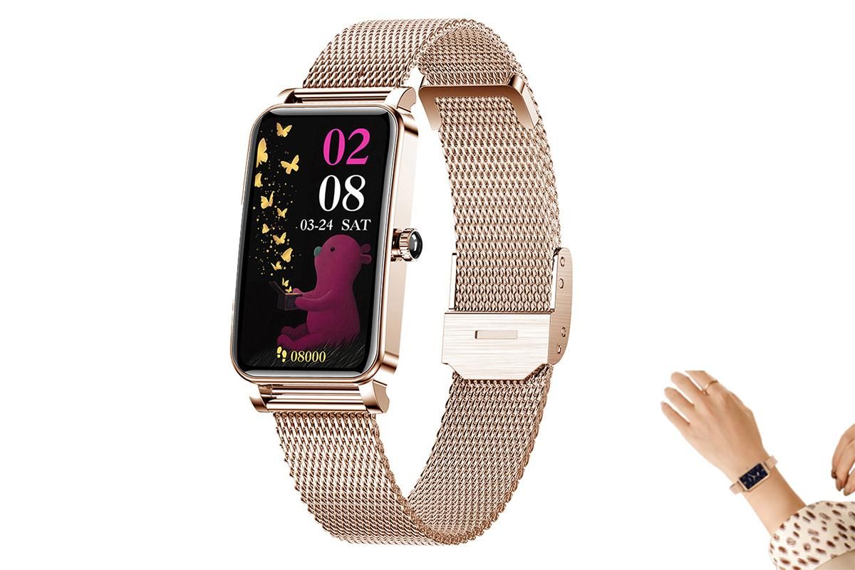 Smart Watch Women Fitness Tracker Sport Bracelet for Android iOS Phones-Gold - Image 1