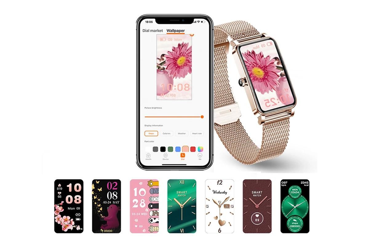 Smart Watch Women Fitness Tracker Sport Bracelet for Android iOS Phones-Gold - Image 4
