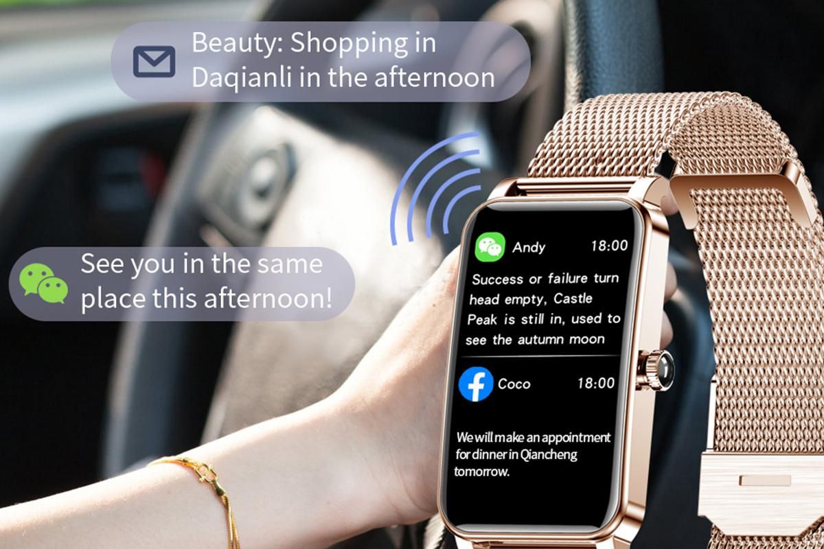 Smart Watch Women Fitness Tracker Sport Bracelet for Android iOS Phones-Gold - Image 6