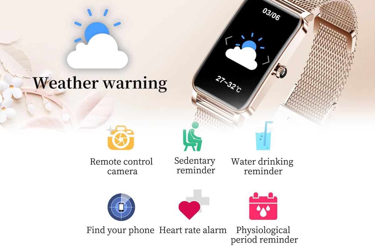 Smart Watch Women Fitness Tracker Sport Bracelet for Android iOS Phones-Gold - Image 7