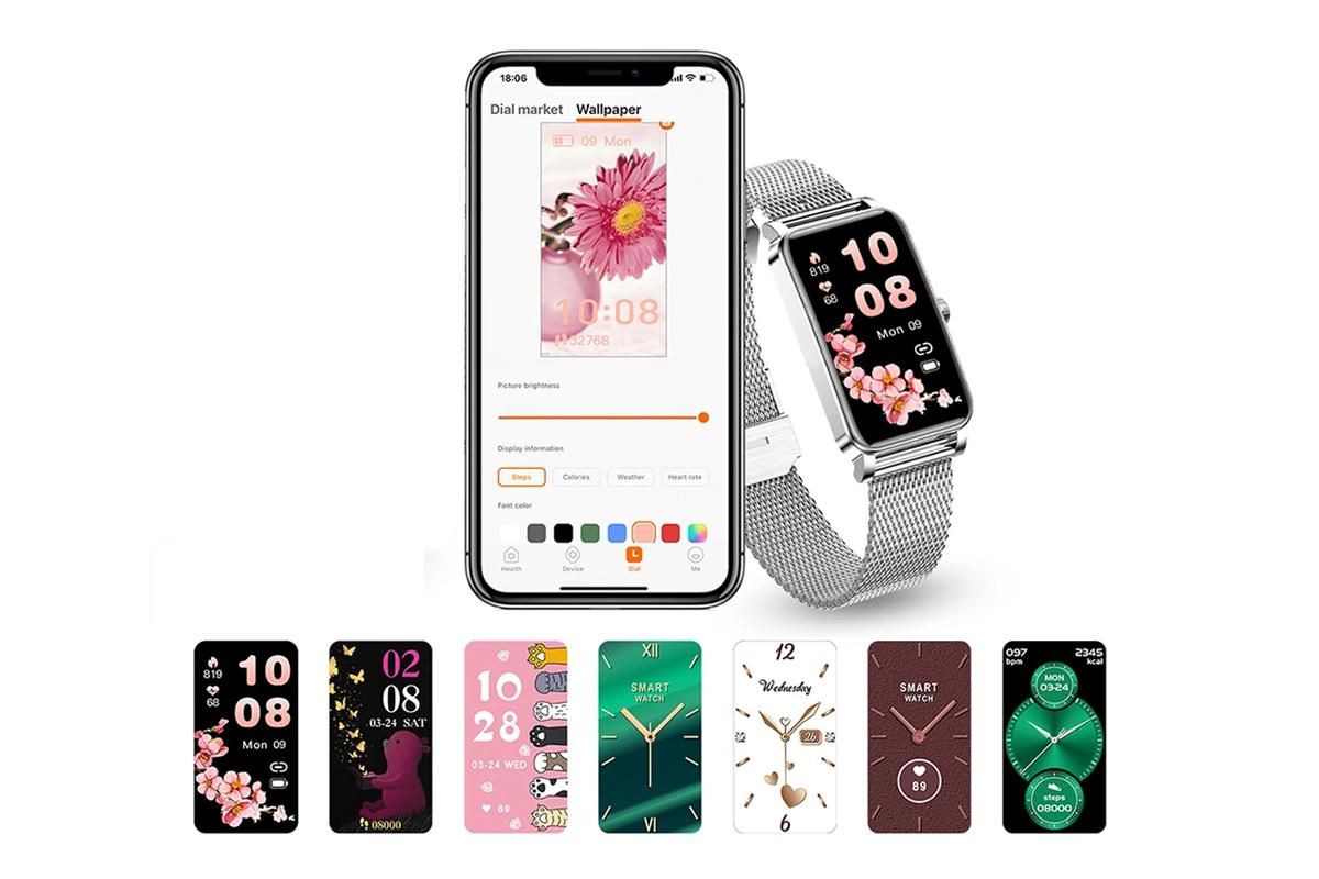 Smart Watch Women Fitness Tracker Sport Bracelet for Android iOS Phones-Silver - Image 2