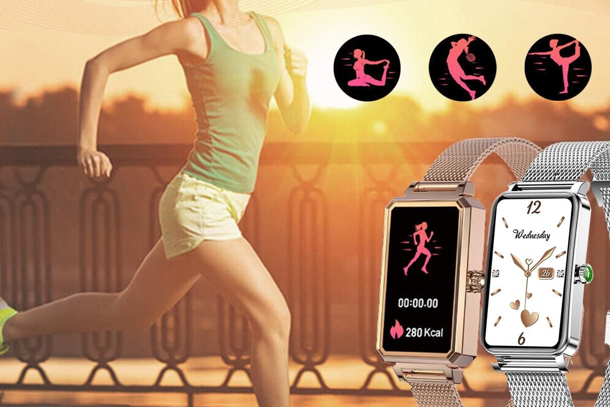 Smart Watch Women Fitness Tracker Sport Bracelet for Android iOS Phones-Silver - Image 4