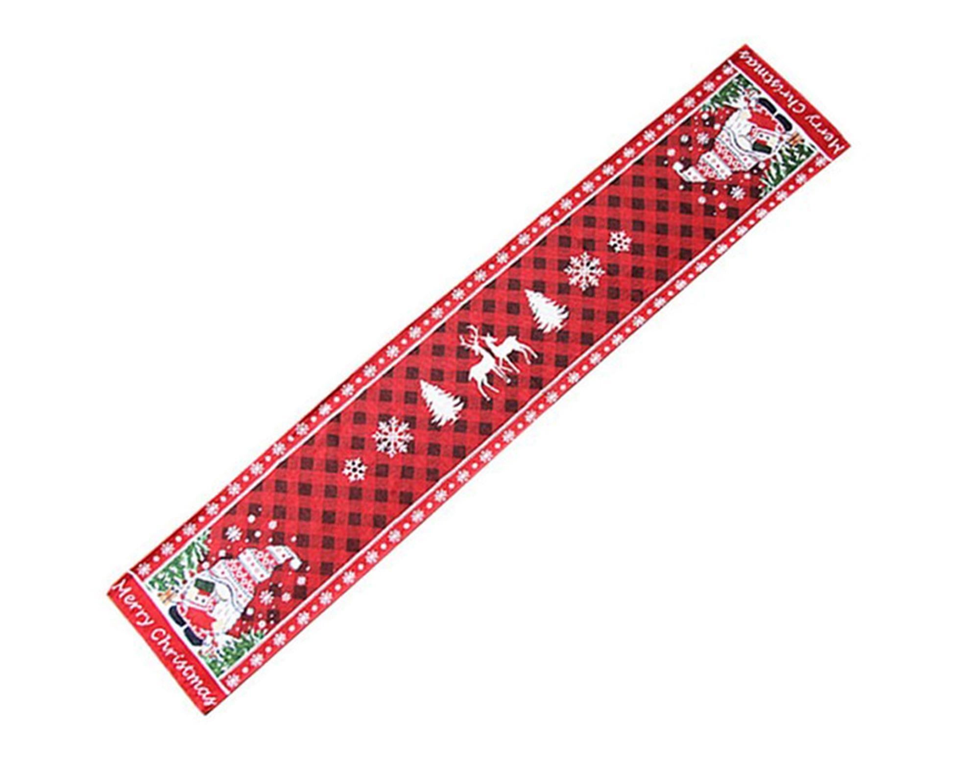 Table Runner Buffalo Plaid Checkered Cloth-Red - Image 1