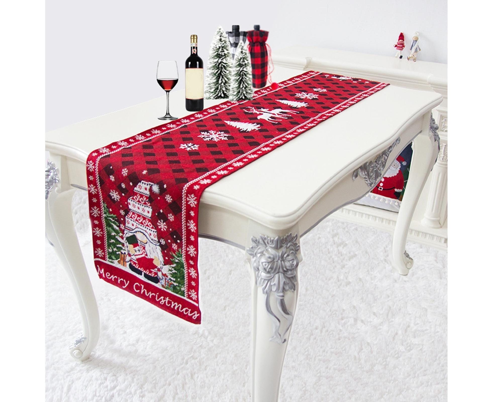 Table Runner Buffalo Plaid Checkered Cloth-Red - Image 3