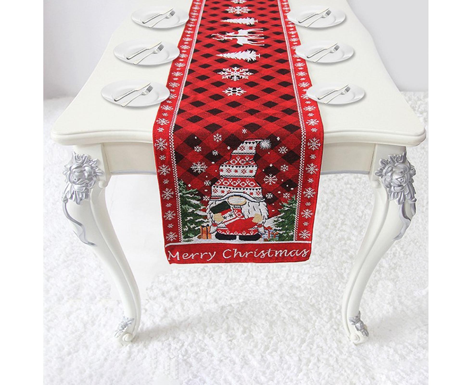 Table Runner Buffalo Plaid Checkered Cloth-Red - Image 4