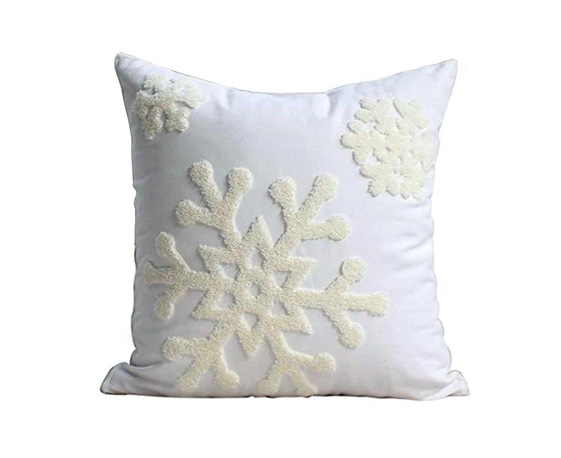 Pillowcase Invisible Zipper Snowflake-Beige - Image 1