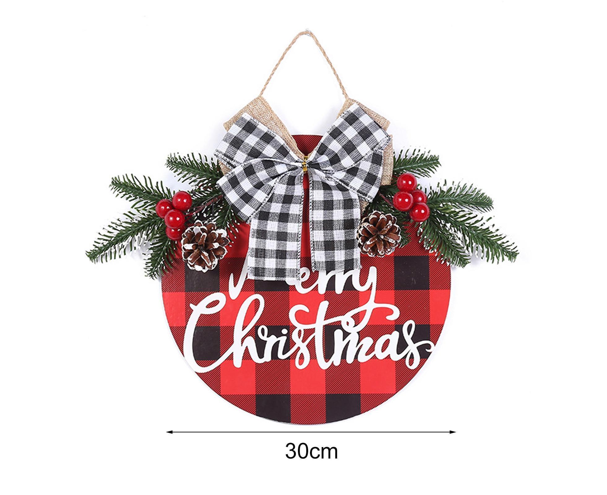 Welcome Sign Bow-knot Plaid Wooden Sign-Red - Image 6