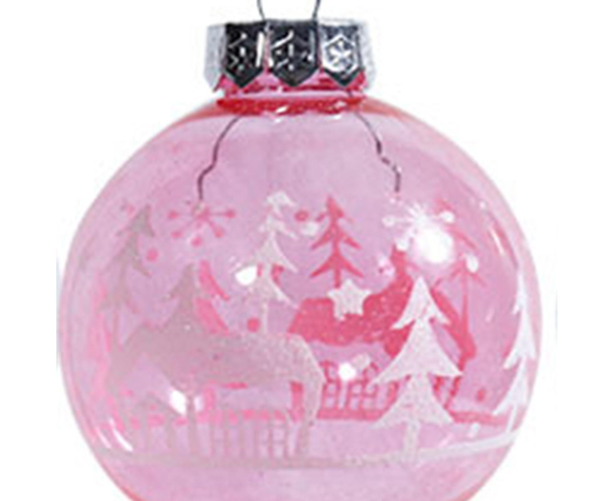 12Pcs Xmas Ball Ornament Round Party-Pink 8cm - Image 4