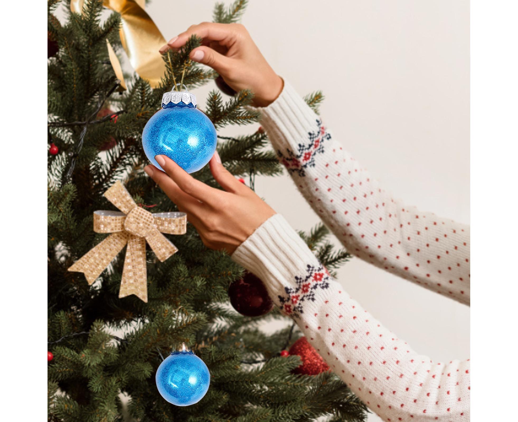 30Pcs Decorative DIY Tree Hanging Balls-Lake Blue 6cm - Image 3