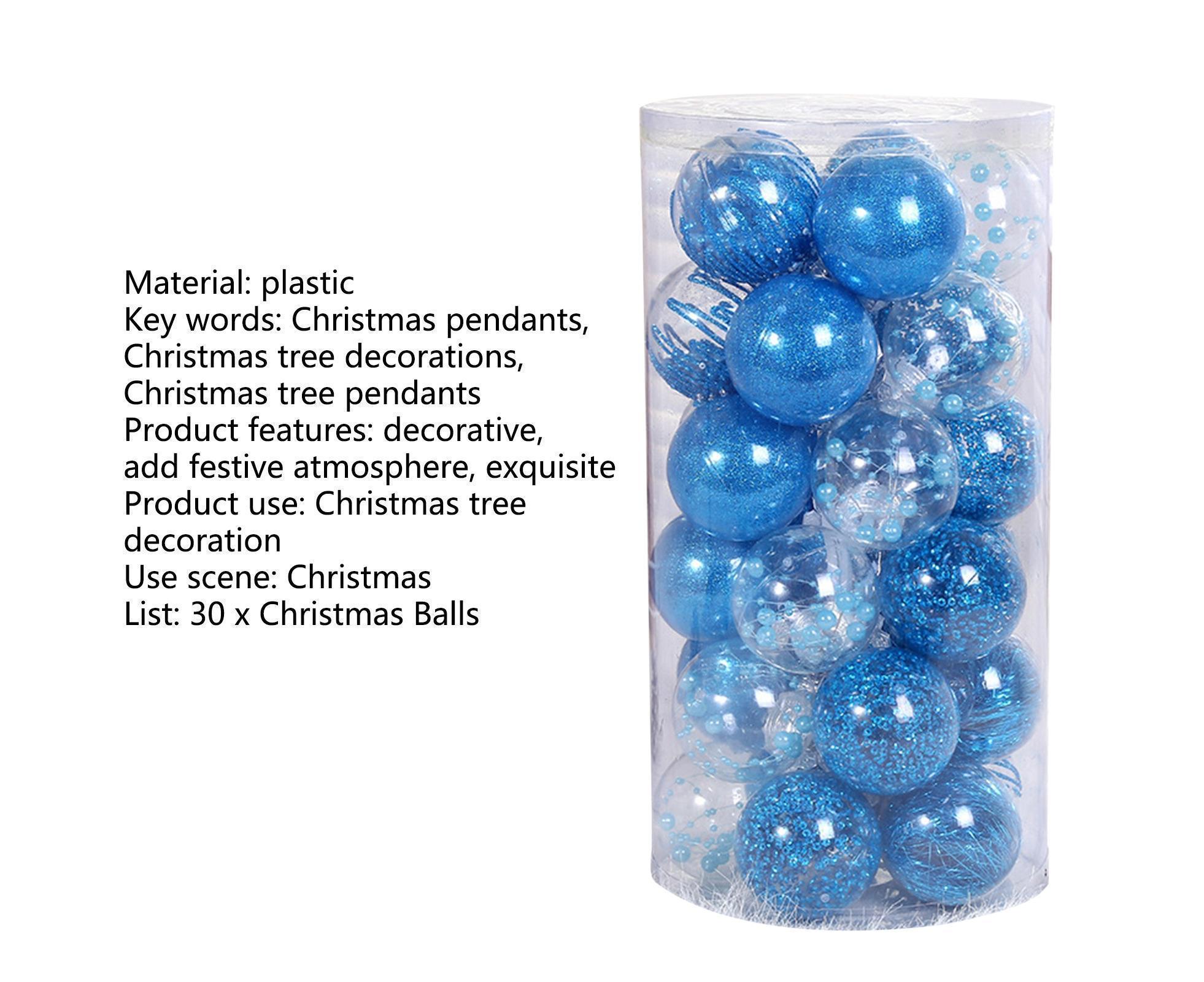 30Pcs Decorative DIY Tree Hanging Balls-Lake Blue 6cm - Image 4