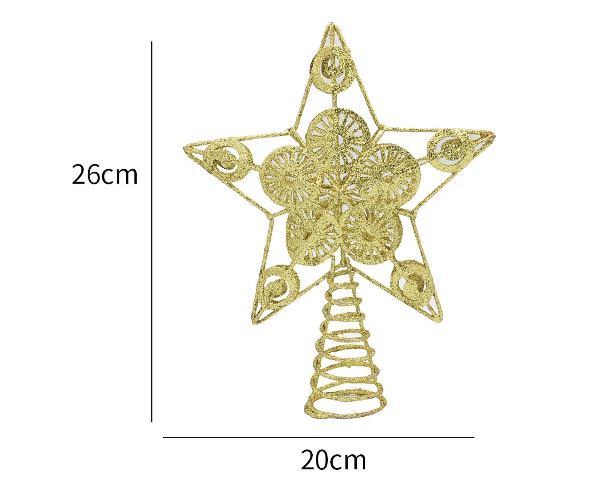 Xmas Glitter Five-pointed Star Tree Topper-Golden - Image 2