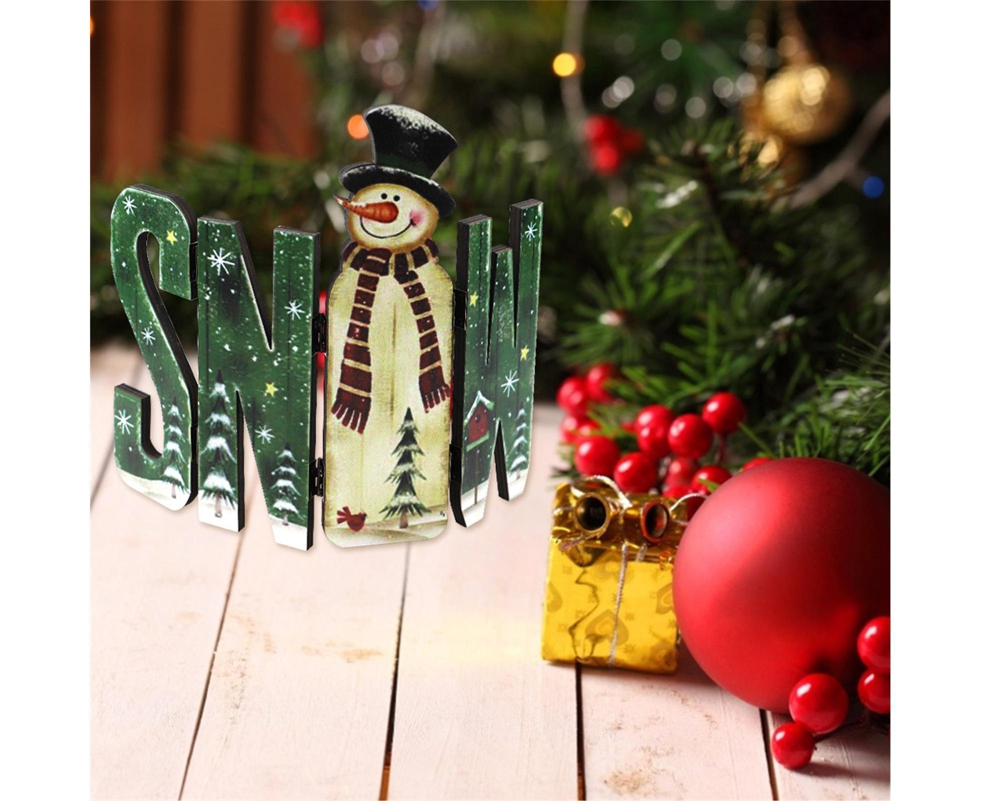 Foldable Eye-catching Christmas Ornament Wood Creative Cute Xmas Ornament for Decoration-Green - Image 4