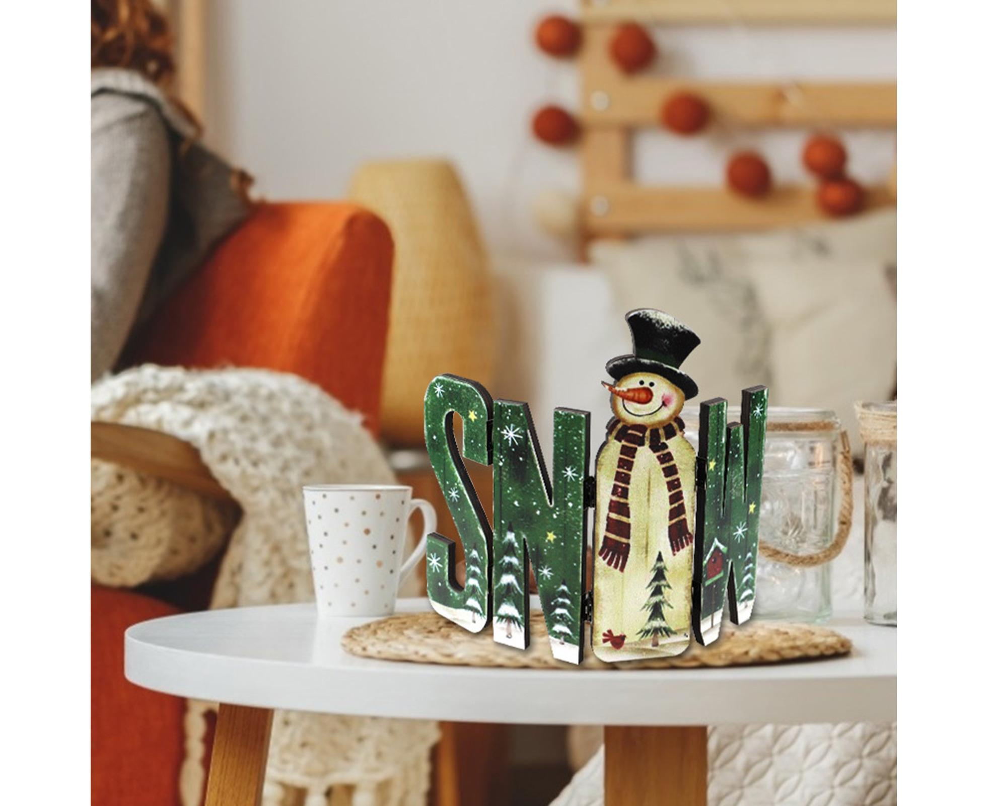 Foldable Eye-catching Christmas Ornament Wood Creative Cute Xmas Ornament for Decoration-Green - Image 7