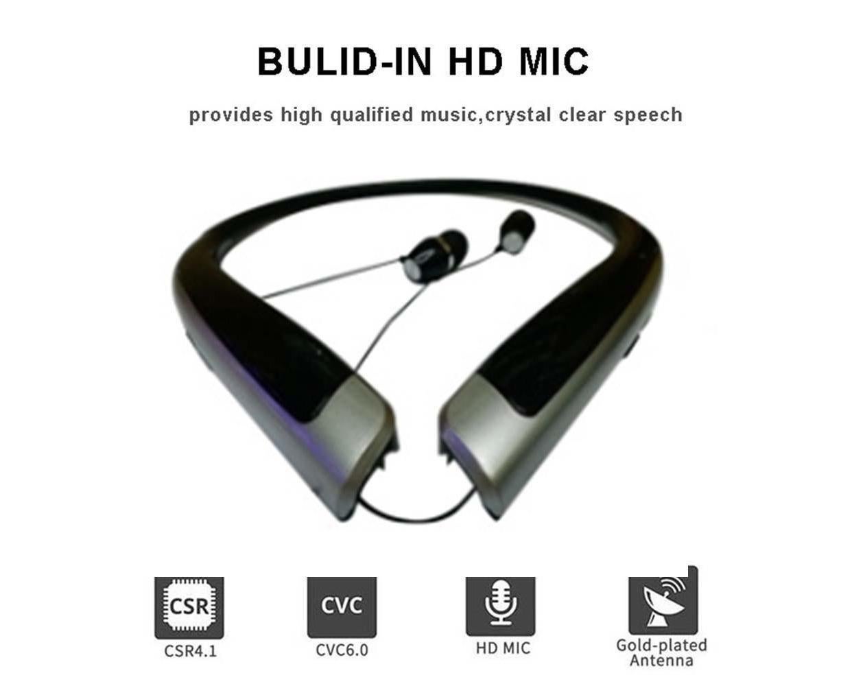 Bluetooth Headphone,Wireless Neckband Headset with Retractable Earbuds - Image 3
