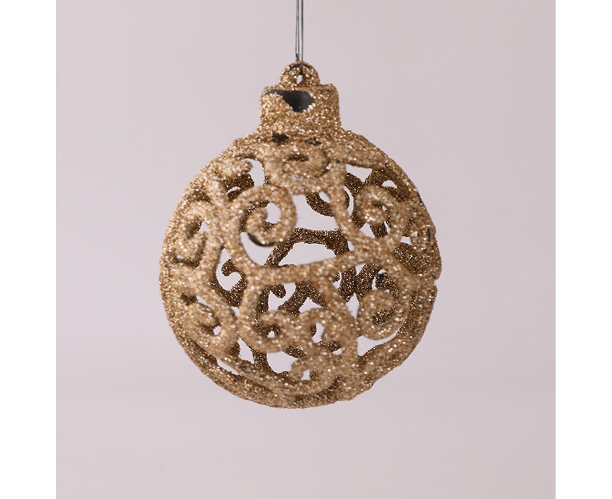 9Pcs Glitter Xmas Balls Pendant-Champaign Gold - Image 2