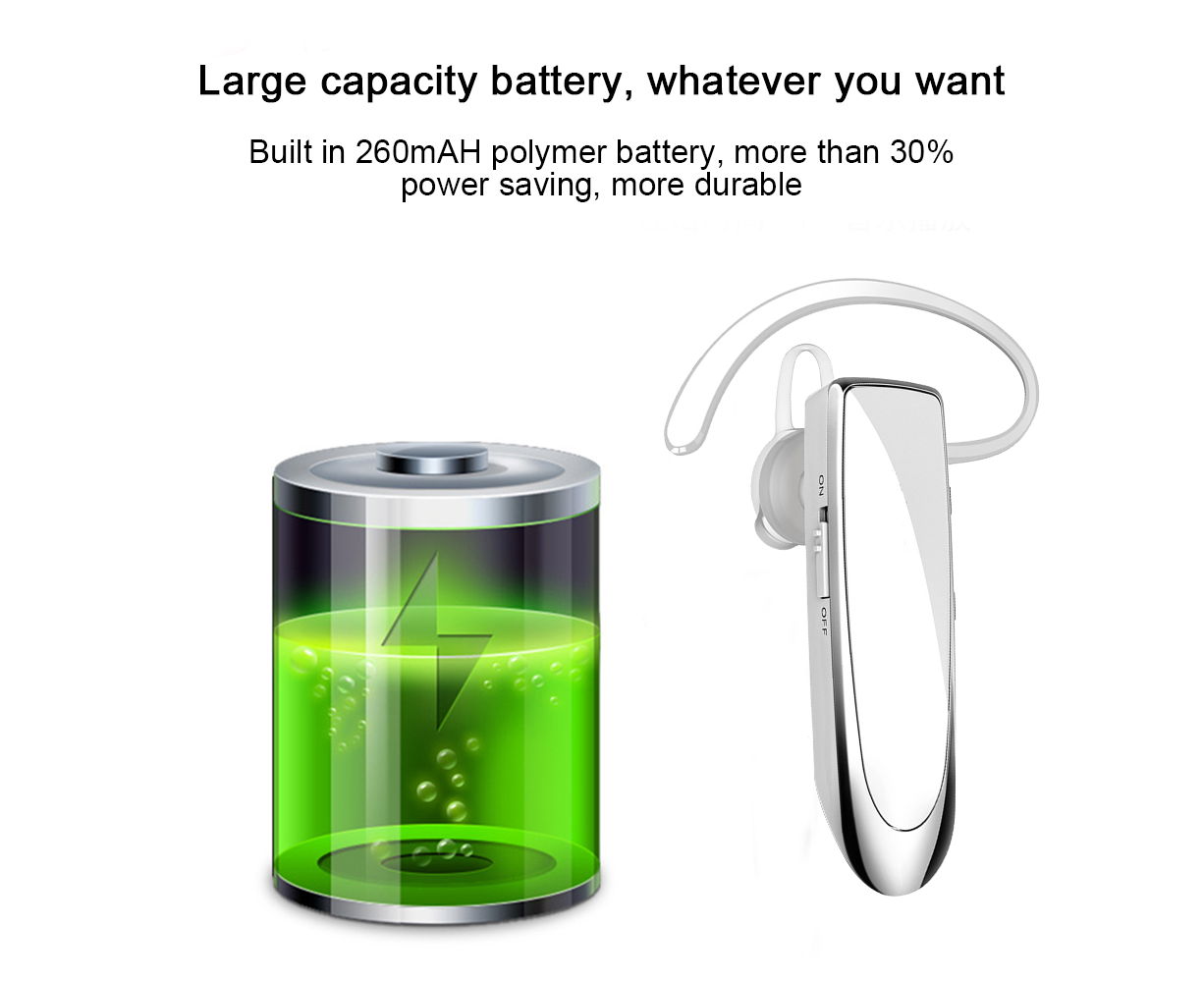 Bluetooth Earpiece V4.1 Wireless Handsfree Headset 30Days Standby Time - Image 2