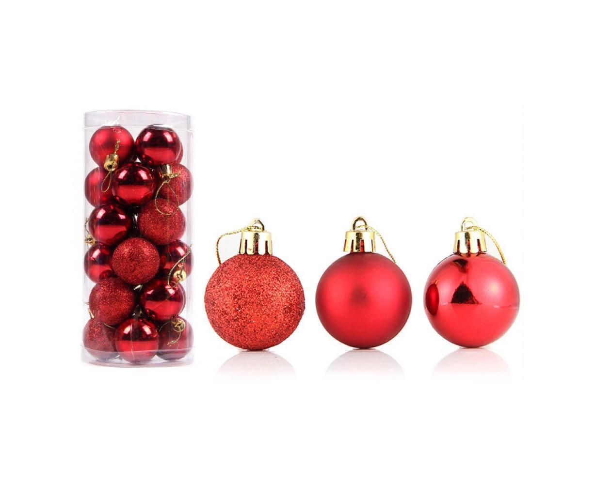 24Pcs Christmas Ball Delicate Reusable High Gloss Xmas Tree Decor Ball Pendant Home Decor-Red 4cm - Image 1