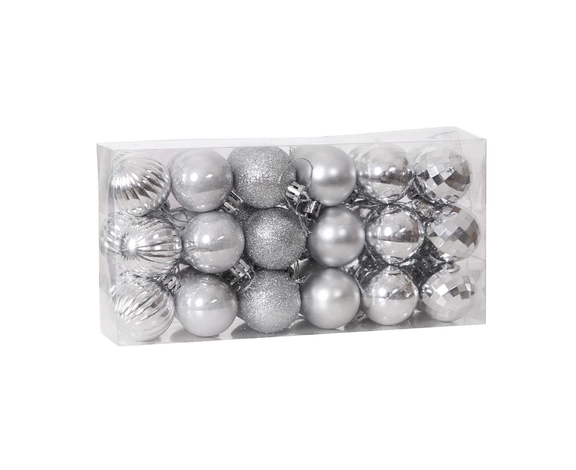 36Pcs Xmas Glitter Ball Decor-Silver - Image 1