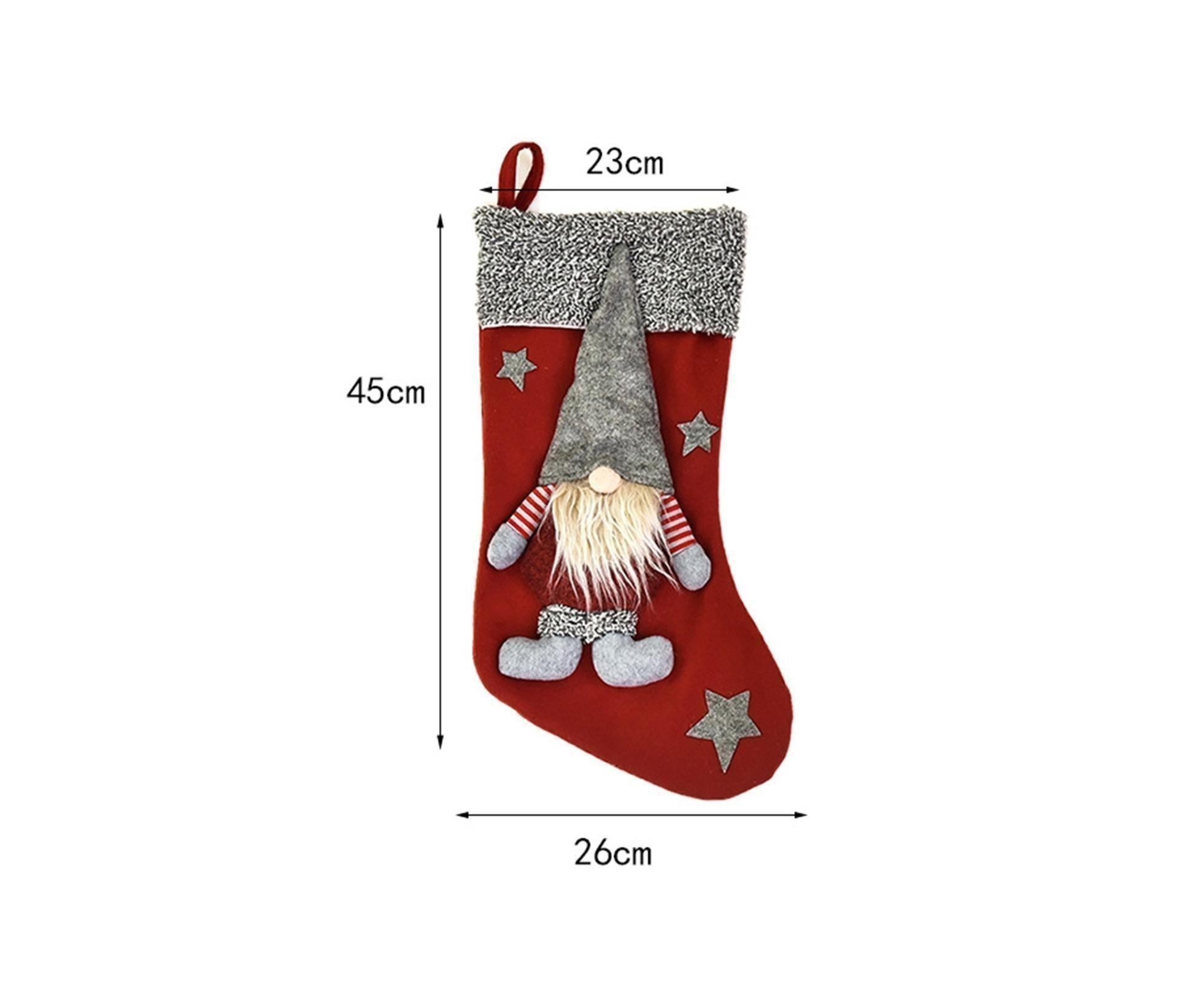 Doll Design Christmas Stocking with Lanyard Flannel New Year Candy Xmas Stocking Tree Decoration-Red - Image 3