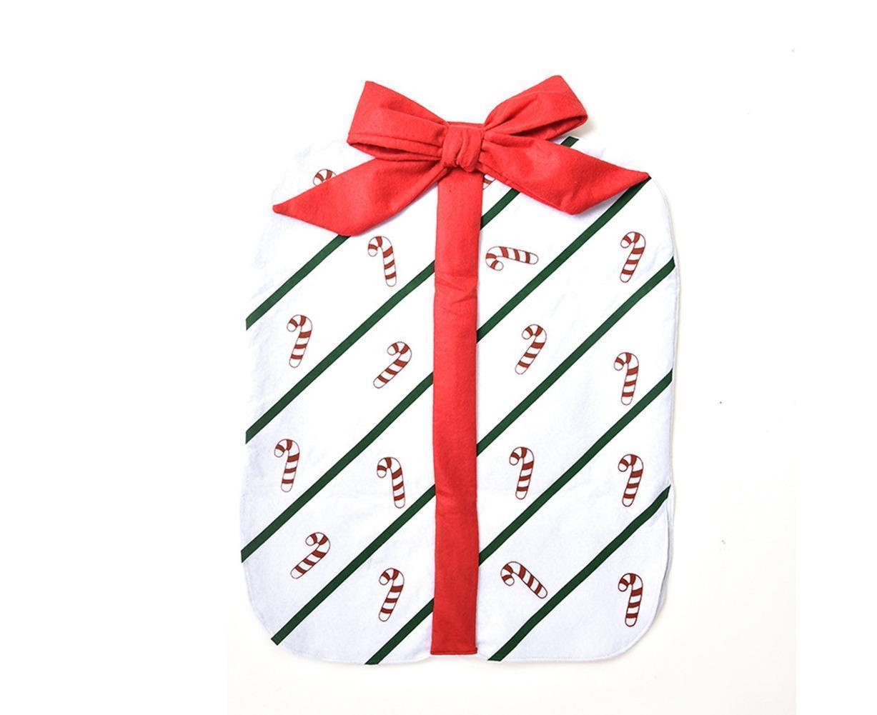 Gift Package Shape Chair Protective Cover Christmas Home Restaurant Decoration-White - Image 1