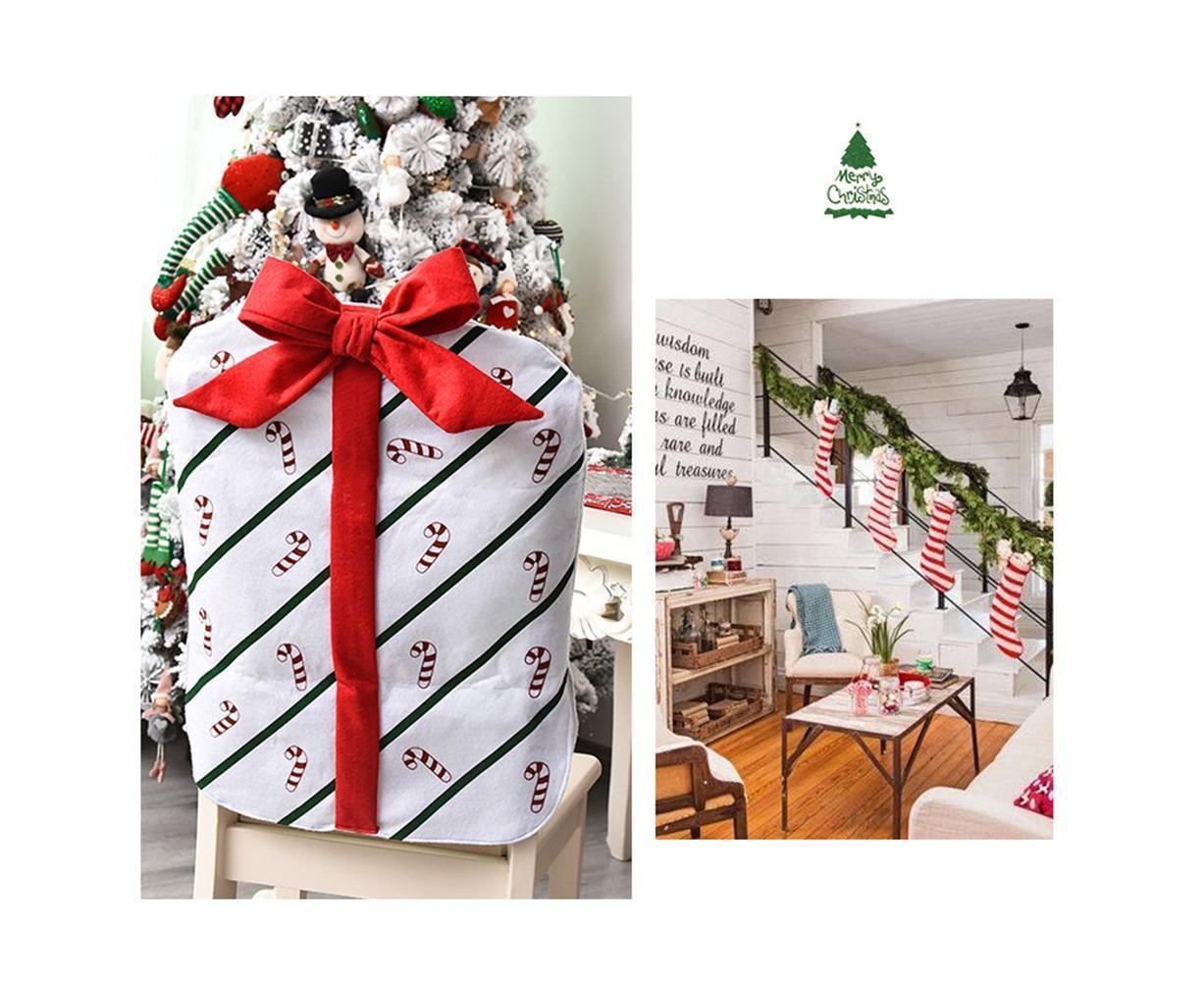 Gift Package Shape Chair Protective Cover Christmas Home Restaurant Decoration-White - Image 8