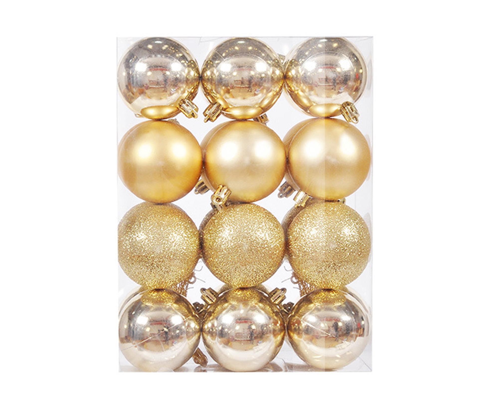 24Pcs Xmas Balls Glitter-Golden 4cm - Image 1