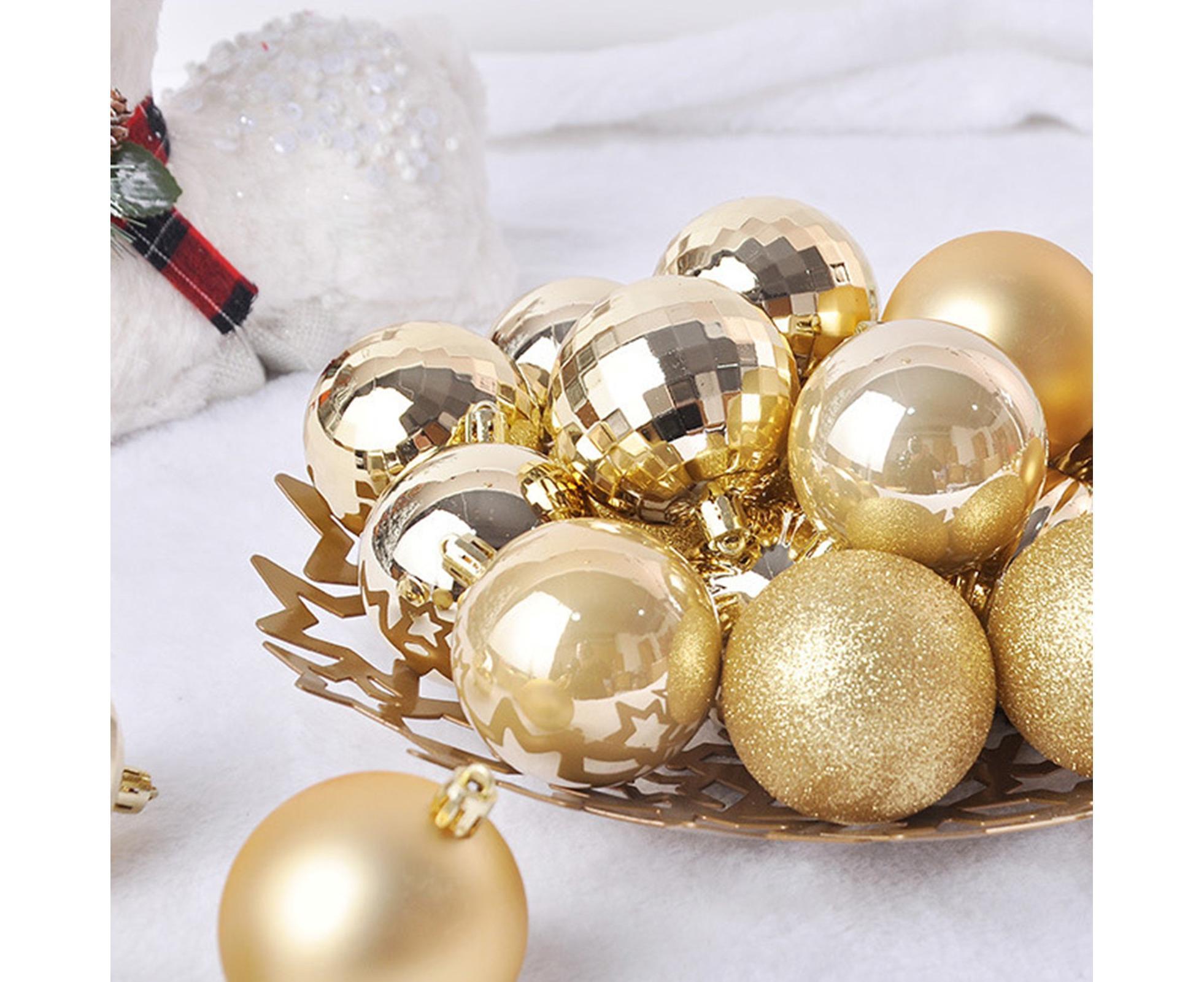 24Pcs Xmas Balls Glitter-Golden 4cm - Image 2