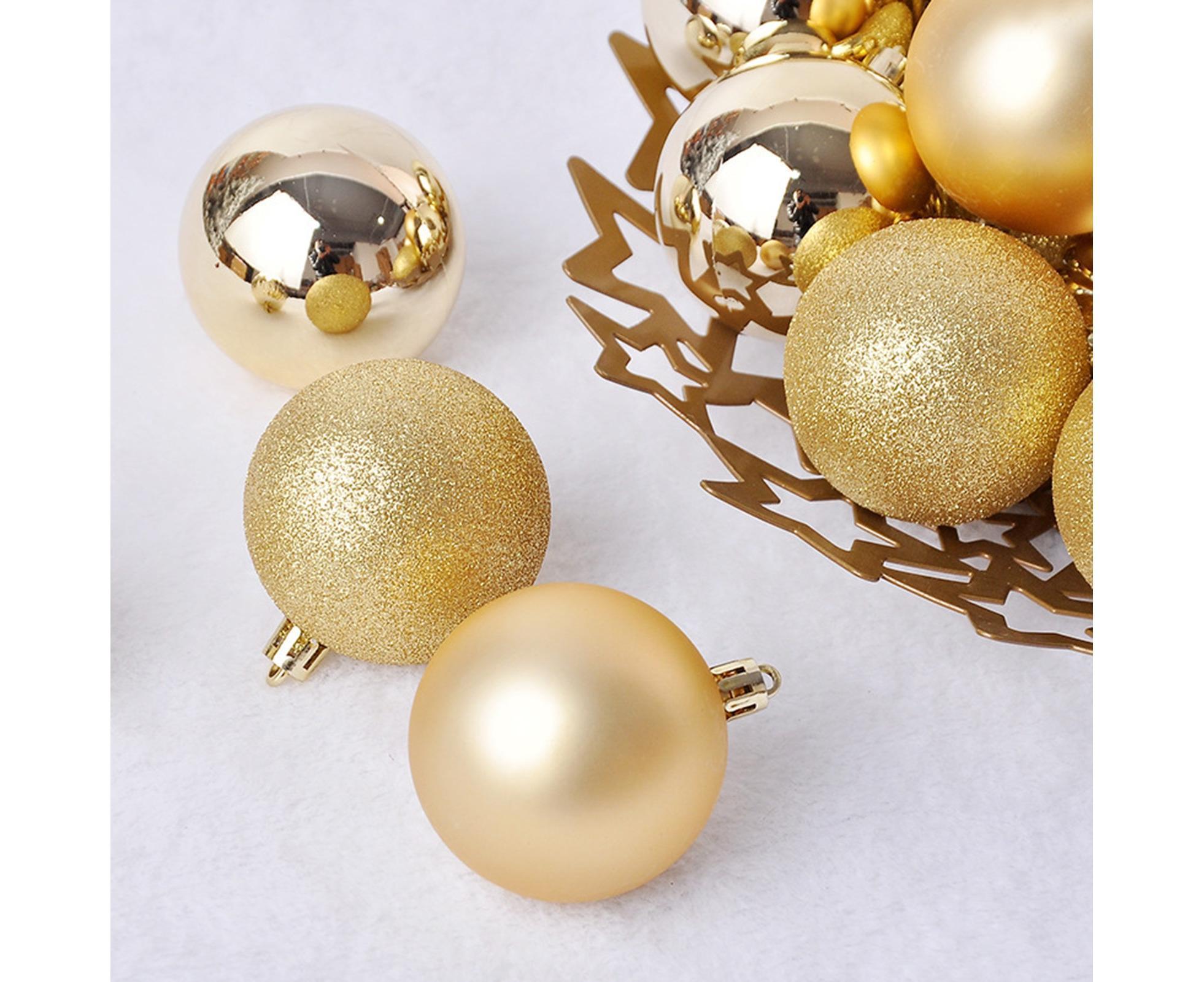 24Pcs Xmas Balls Glitter-Golden 4cm - Image 4