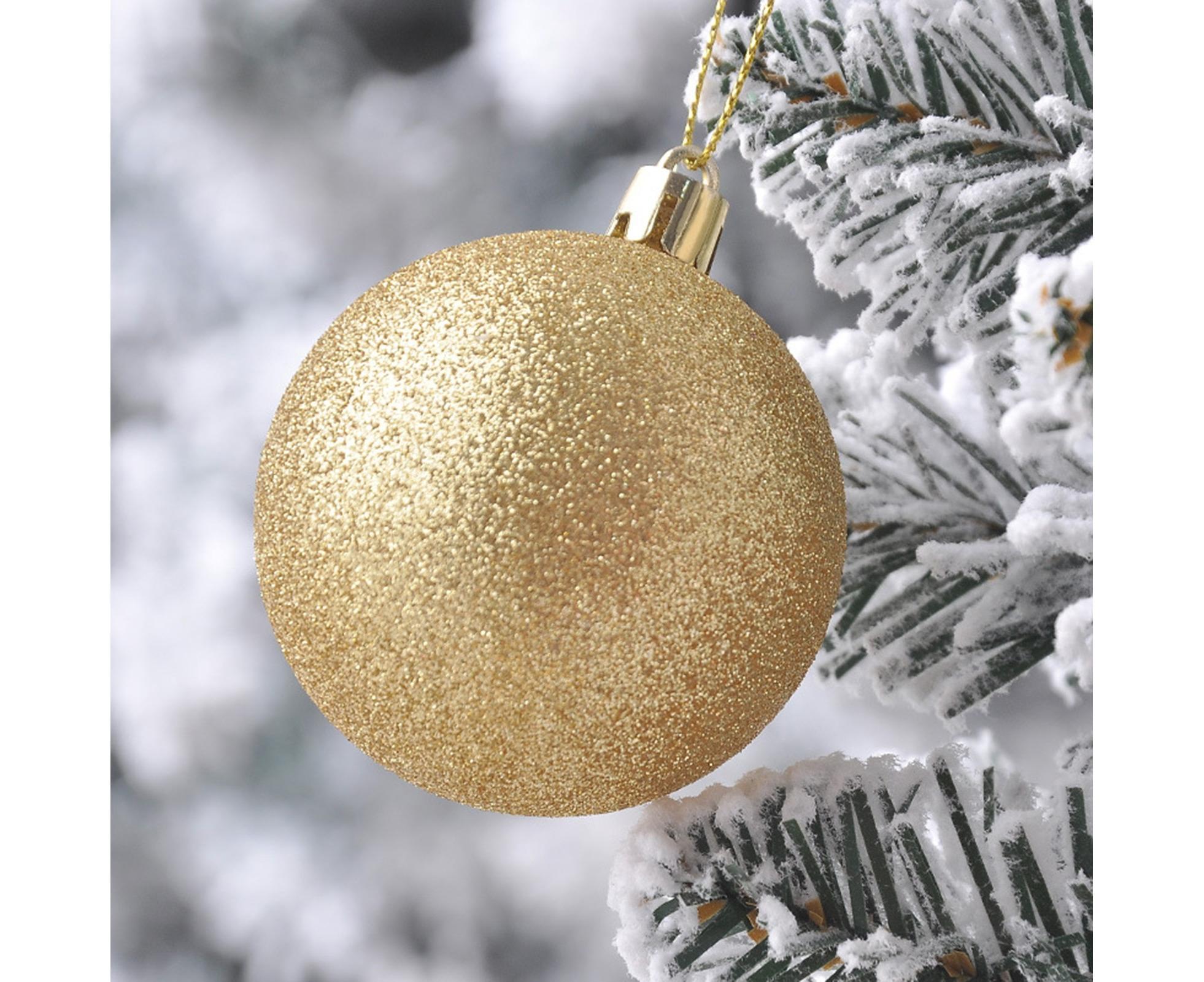 24Pcs Xmas Balls Glitter-Golden 4cm - Image 5