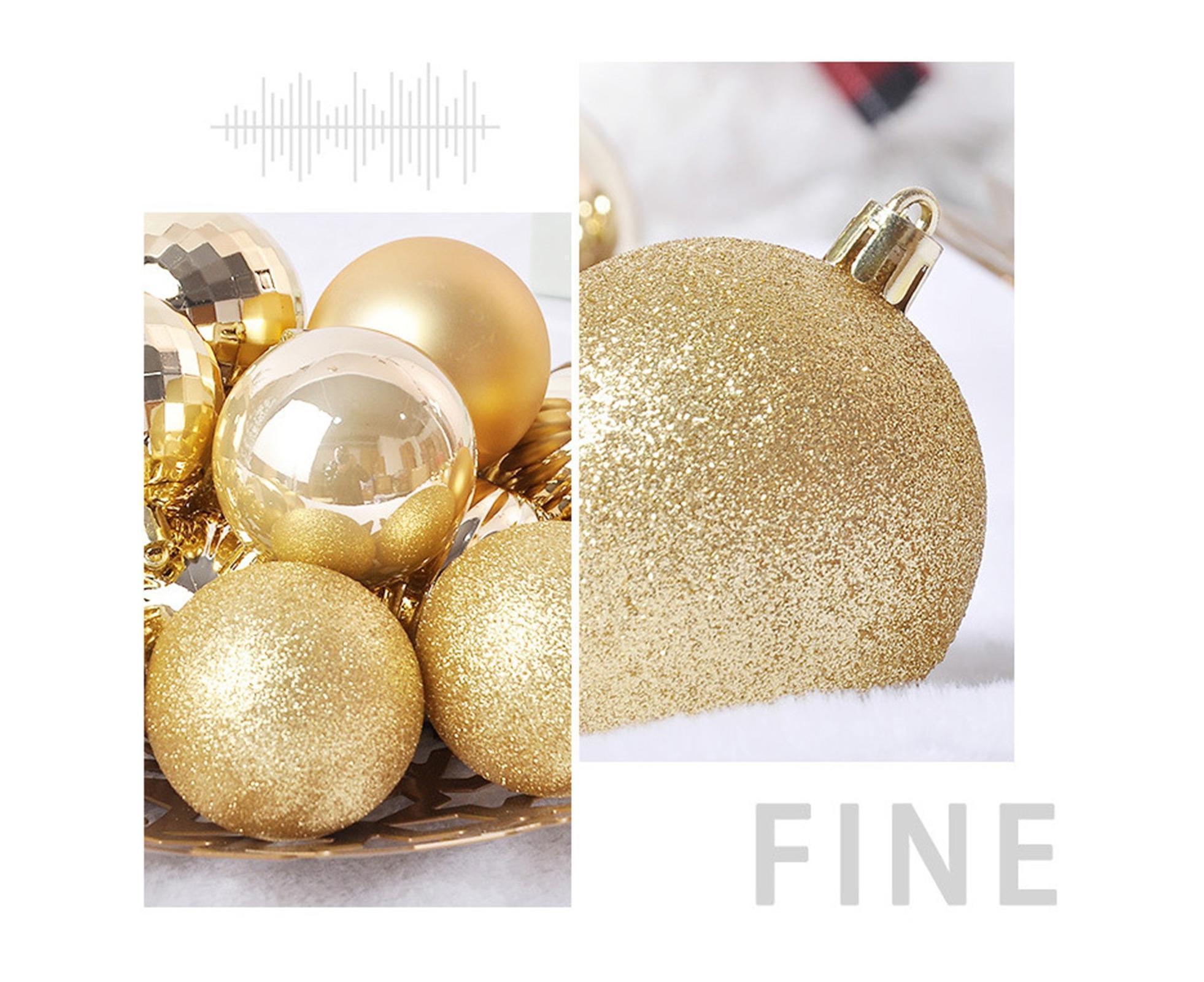 24Pcs Xmas Balls Glitter-Golden 4cm - Image 7