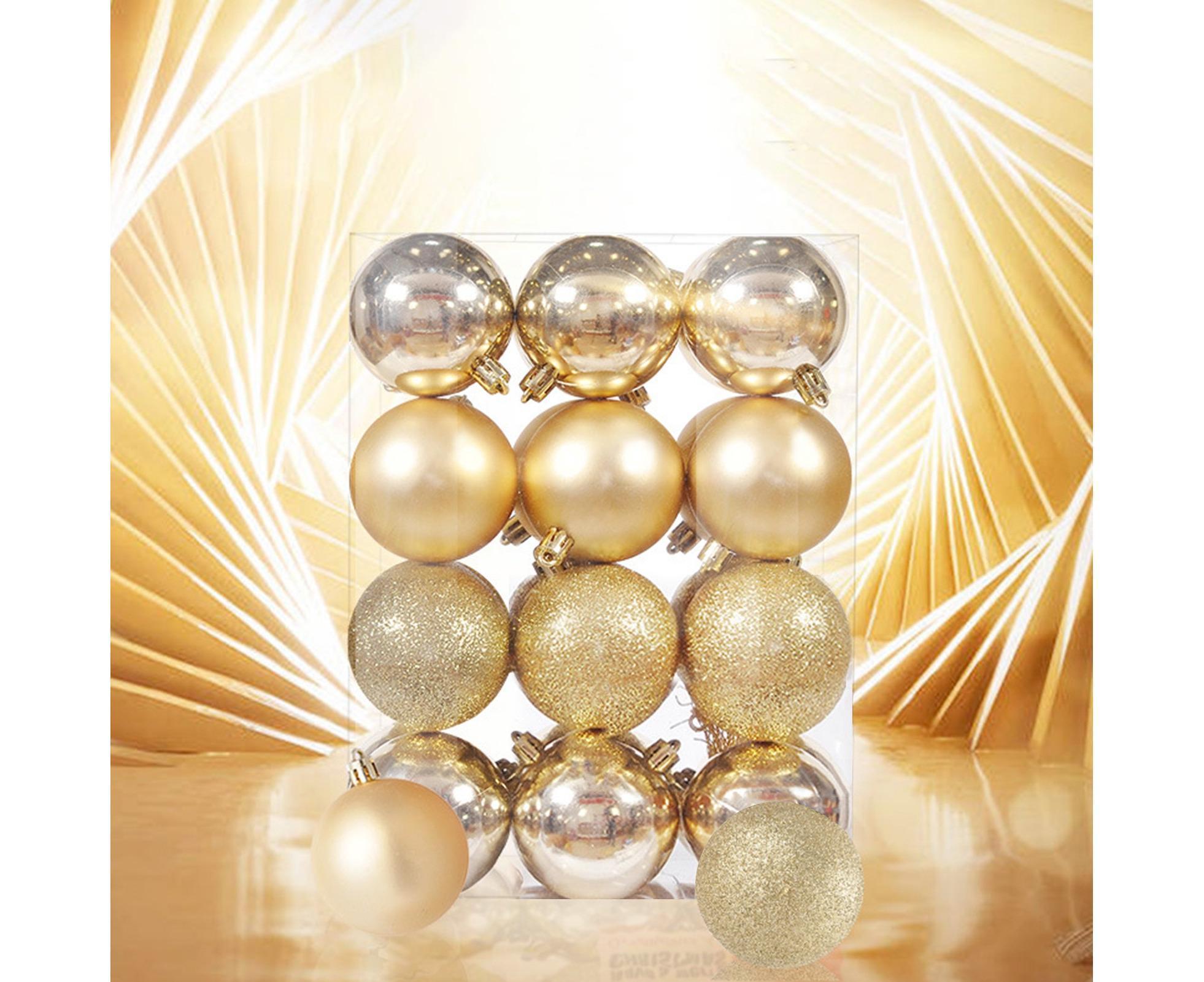 24Pcs Xmas Balls Glitter-Golden 4cm - Image 8