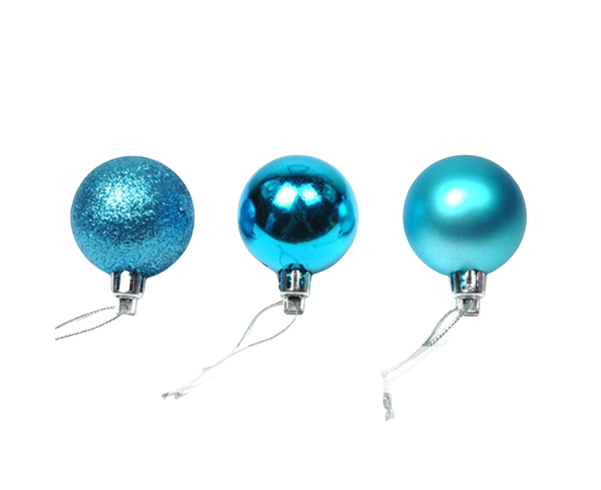 24Pcs Christmas Tree Balls Festival Home Party Mall Xmas Hanging Decor Ornament-Lake Blue 4cm - Image 1