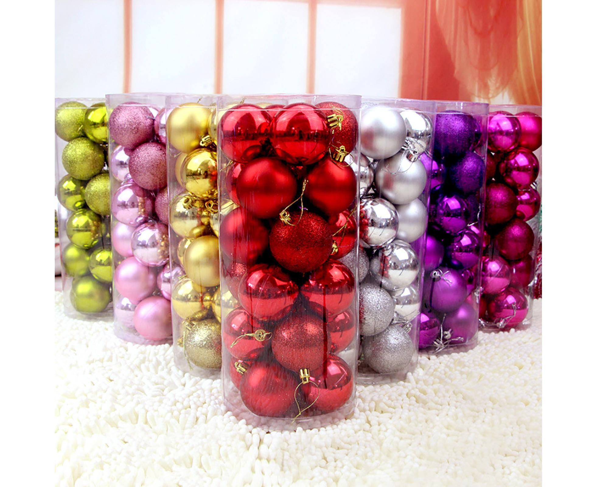 24Pcs Christmas Tree Balls Festival Home Party Mall Xmas Hanging Decor Ornament-Lake Blue 4cm - Image 2
