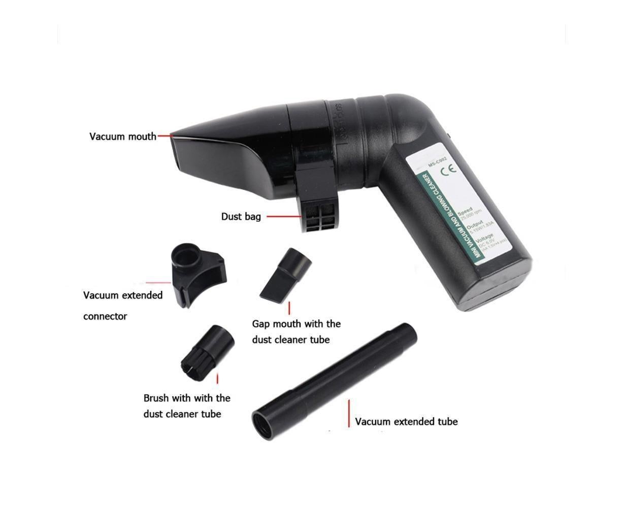 25000rpm Mini Blower Vacuum Cleaner Cleaning Tool for PC Keyboard Laptop Printer - Black - Image 7