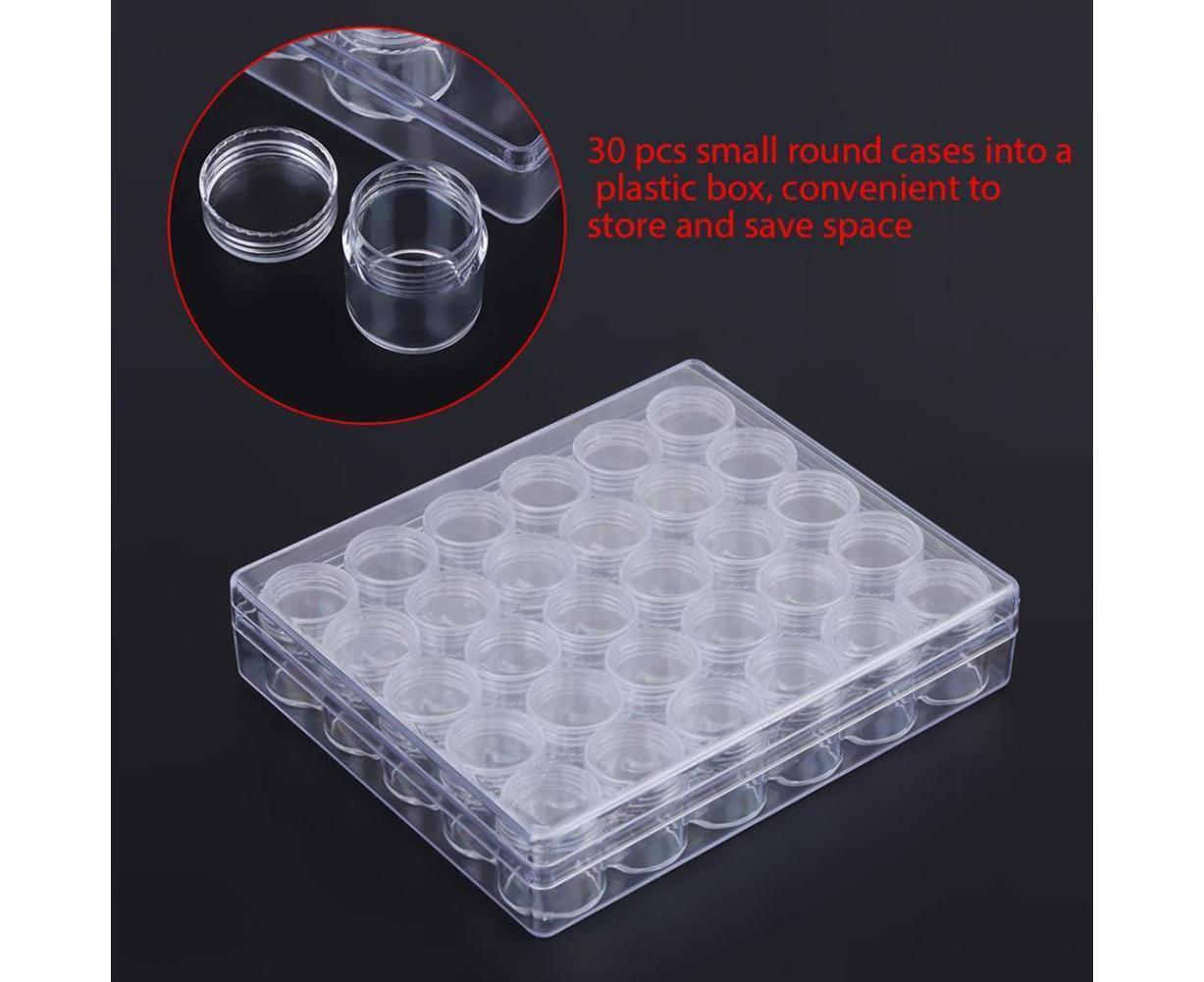 30 Jars Plastic Transparent Nail Art Rhinestone Storage Box Jewelry Organizer - Image 5