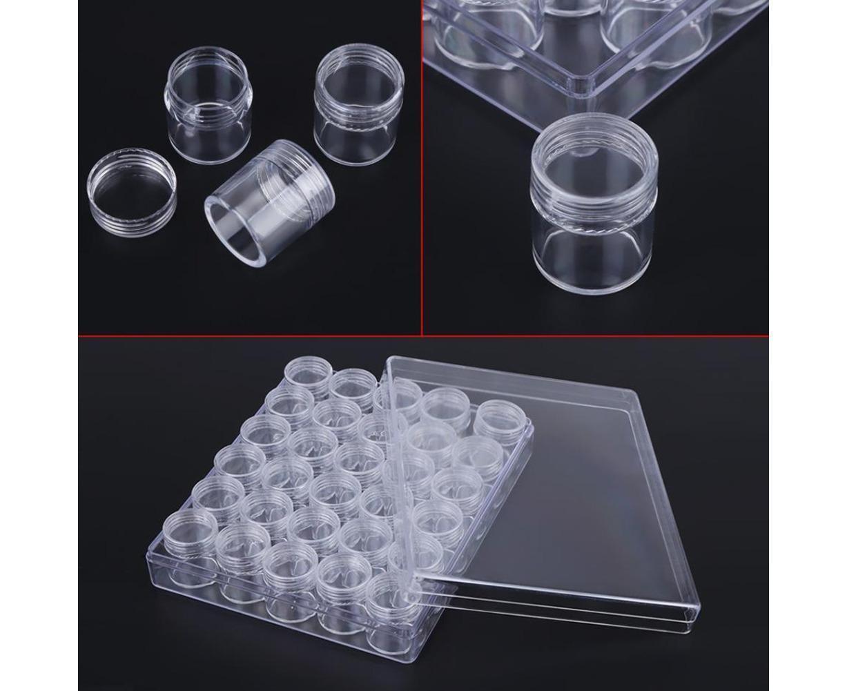 30 Jars Plastic Transparent Nail Art Rhinestone Storage Box Jewelry Organizer - Image 6