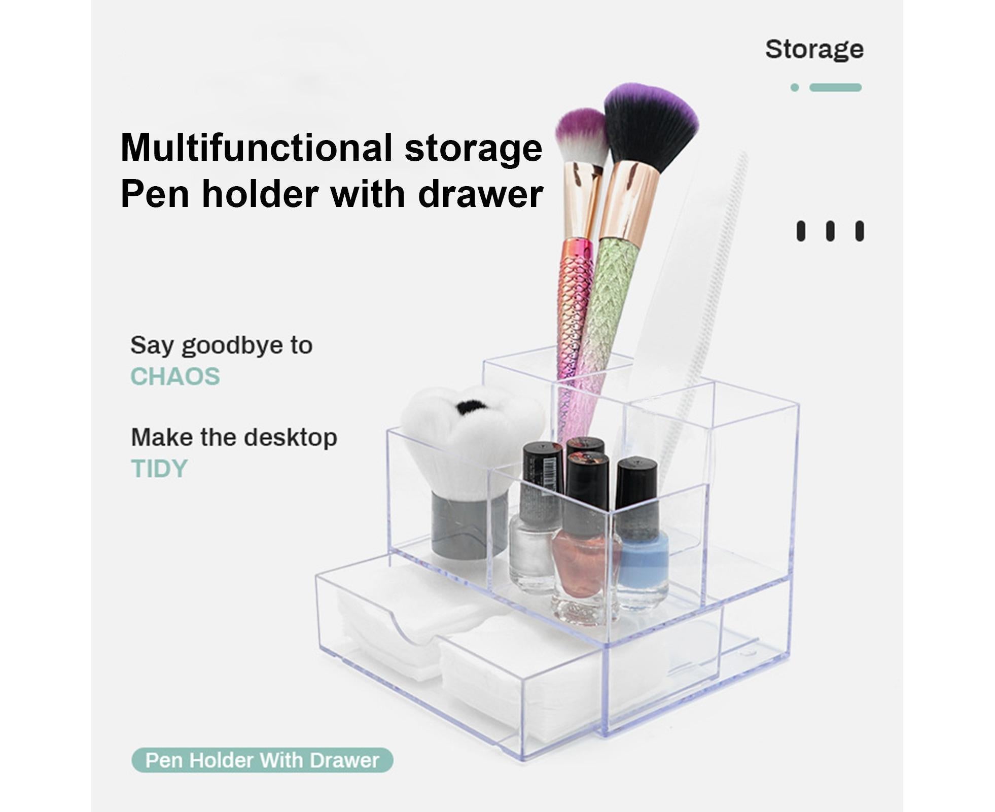 Makeup Organizer Drawer Type Large Capacity - Transparent - Image 3
