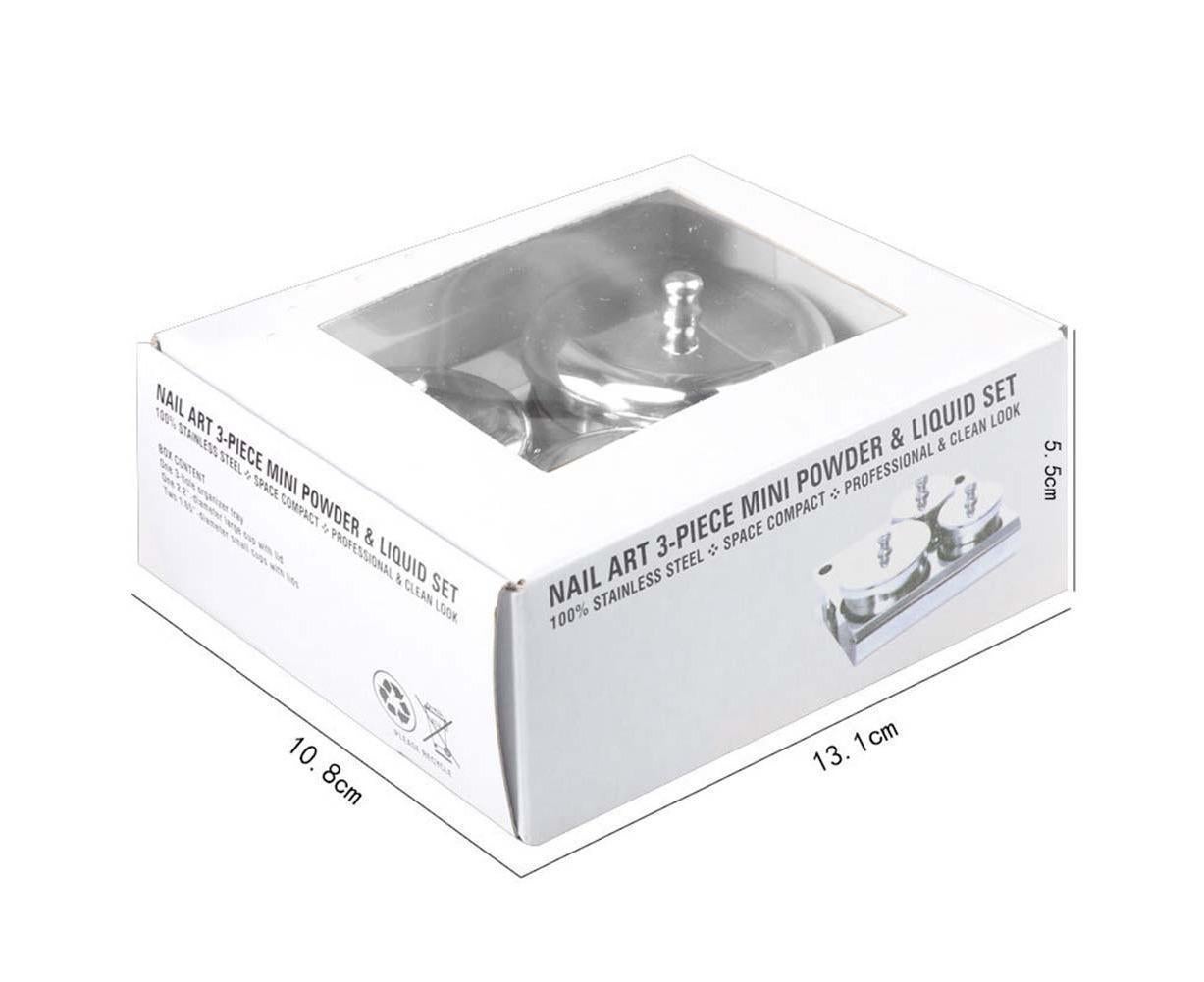 3Pcs Manicure Liquid Cup Acrylic Powder Organizer Tray with Nail Brush Holder - Image 5