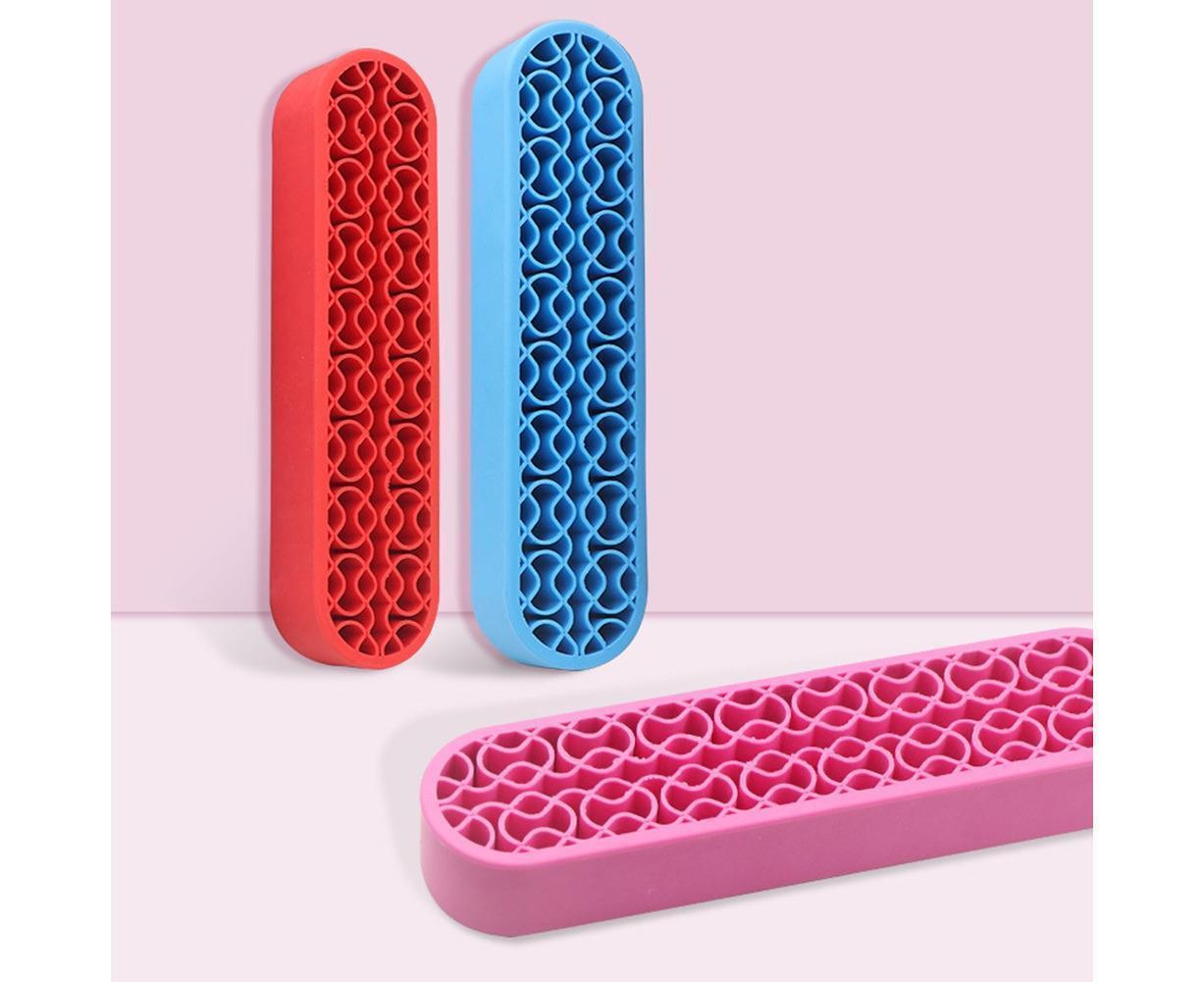 Silicone Nail Pen Holder Makeup Brush Display Stand Storage Case Desk Organizer-Pink - Image 3